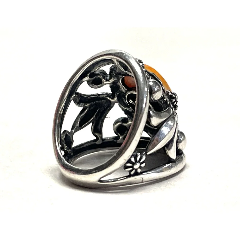 Carolyn Pollack Relios 925 Sterling Silver Butterscotch Egg Yolk Amber Ring Sz 6